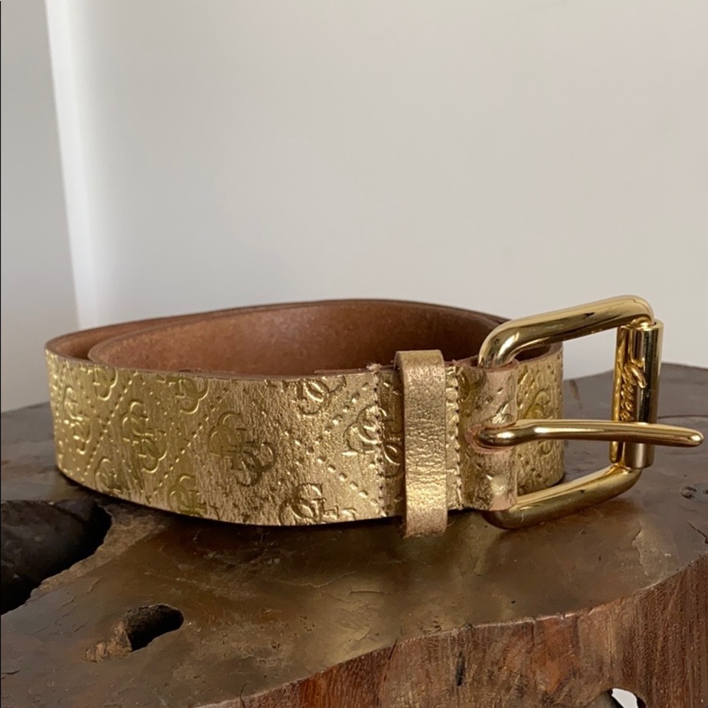 Guess gold belt -  genuine leather - size M